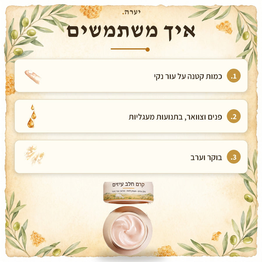 איך משתמשים — קרם חלב עיזים